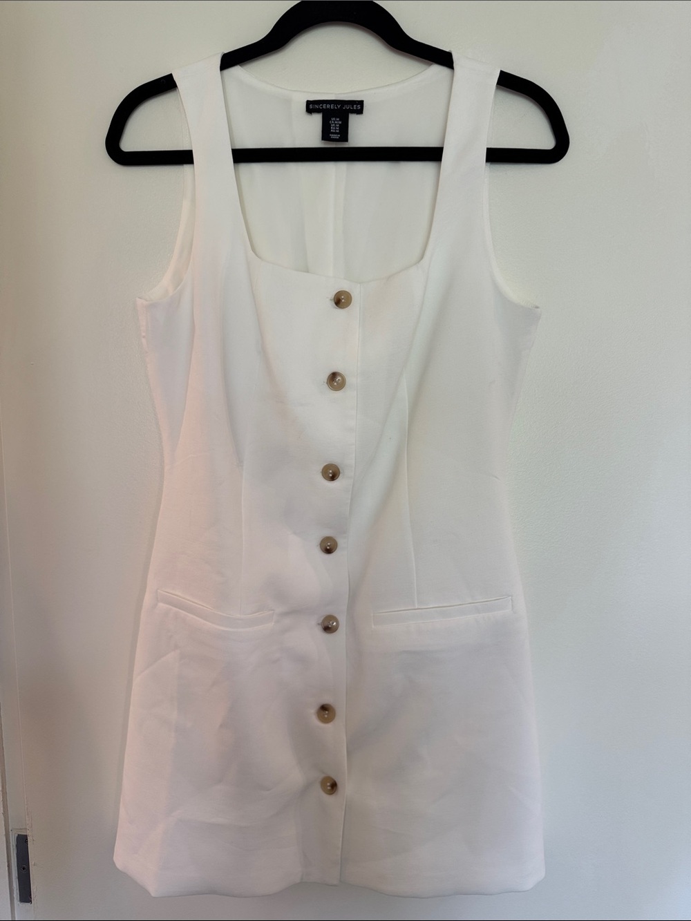 Sincerly Jules Cream Button-Front Mini Dress